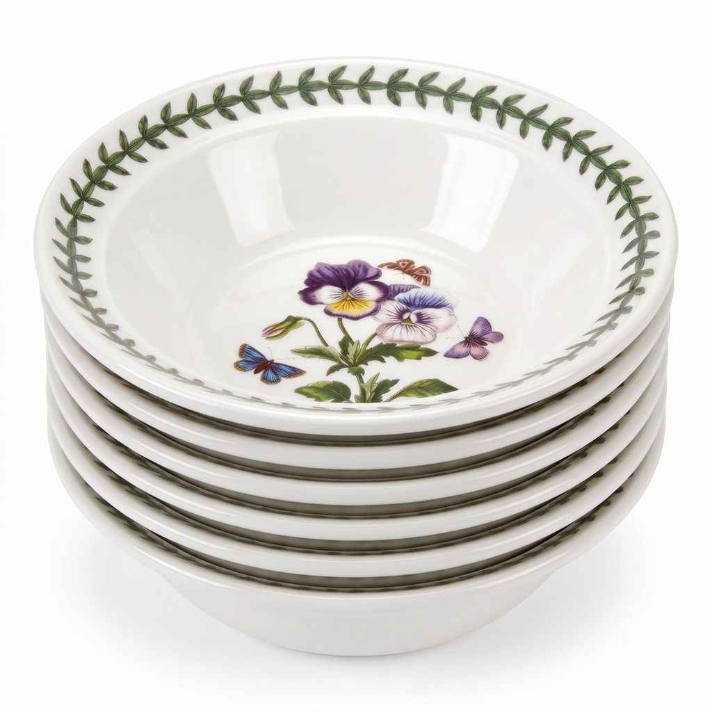 Portmeirion Botanic Garden 6.5" Cereal Bowl - Set of 6 | Assorted Floral Motifs | Fine Earthenware | Chip Resistant Glaze | Dishwasher, Microwave, Freezer, Oven Safe | Made in England