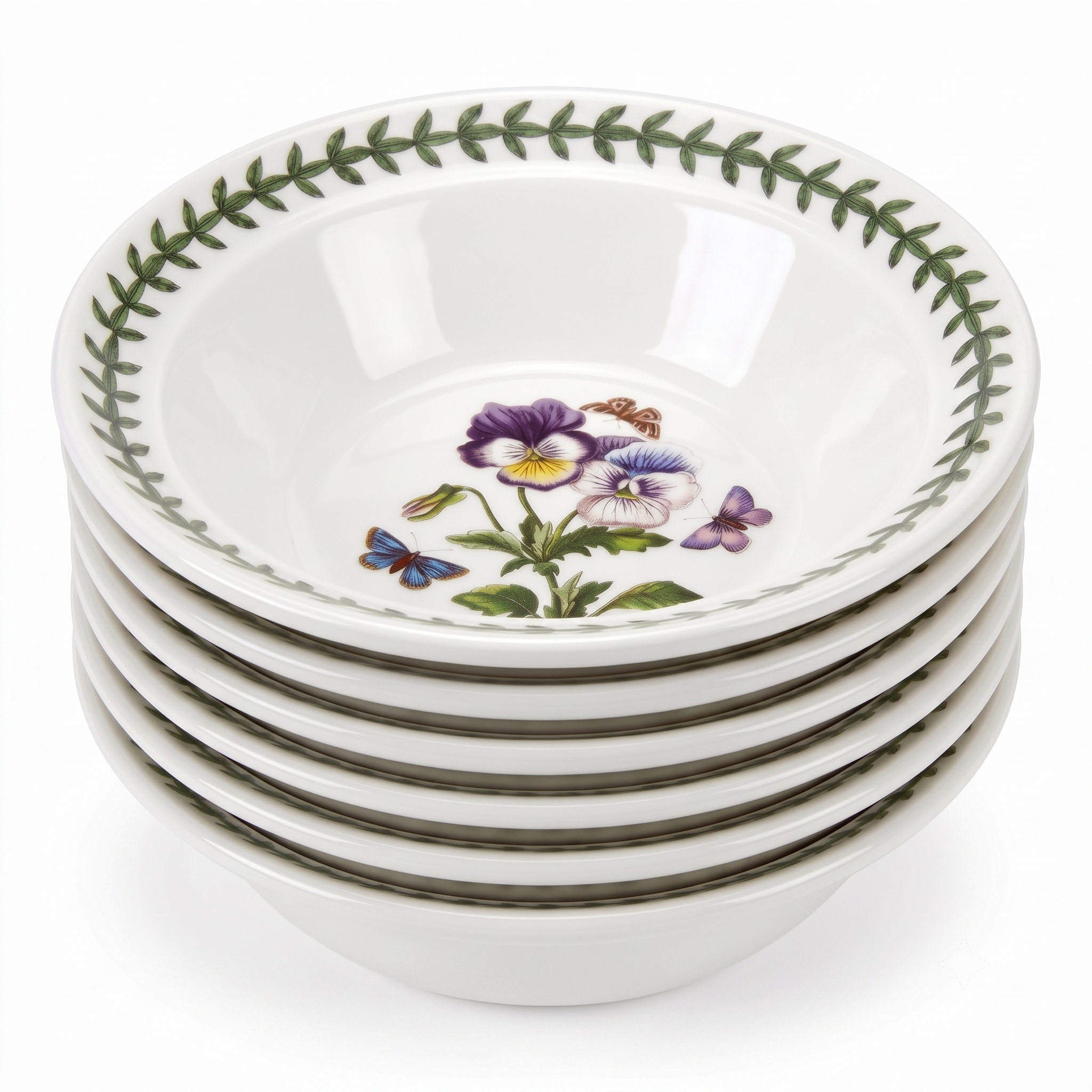 Portmeirion Botanic Garden 6.5" Cereal Bowl - Set of 6 | Assorted Floral Motifs | Fine Earthenware | Chip Resistant Glaze | Dishwasher, Microwave, Freezer, Oven Safe | Made in England