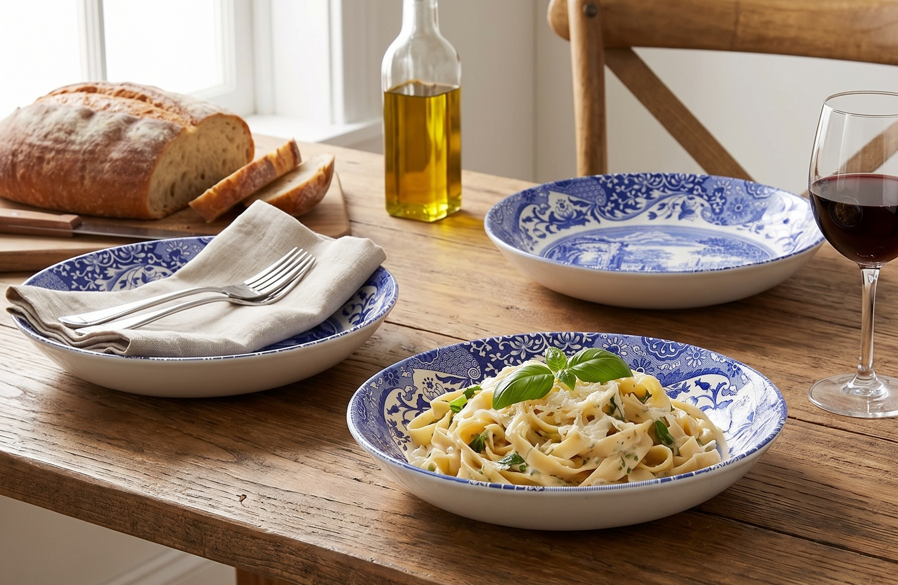 Spode Blue Italian Pasta Bowl, Set of 4 9", White