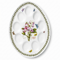 Portmeirion Botanic Garden Ceramic Devilled Egg Dish 12-Inch - White with Floral Design - Laurel Leaf border - Classic English design - Dishwasher, Microwave, Warm Oven Only and Freezer Safe -