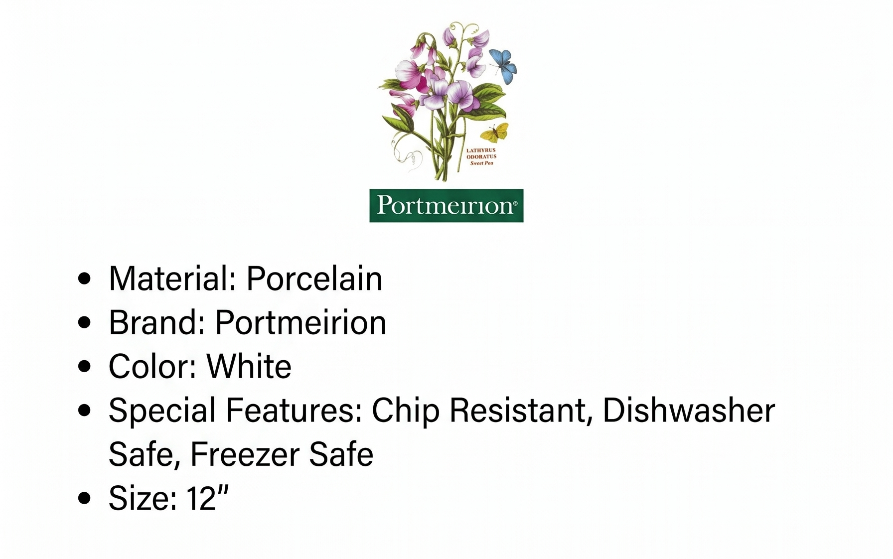 Portmeirion Botanic Garden Ceramic Devilled Egg Dish 12-Inch - White with Floral Design - Laurel Leaf border - Classic English design - Dishwasher, Microwave, Warm Oven Only and Freezer Safe -