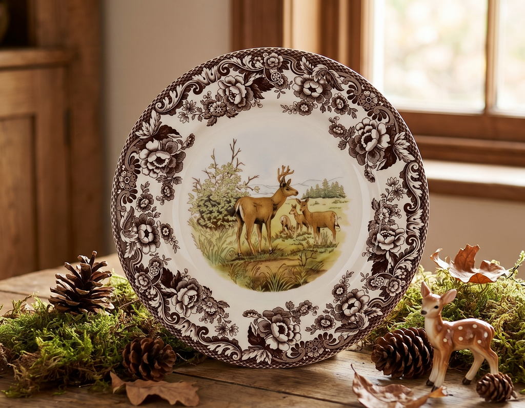 Spode Woodland American Wildlife Mule Deer Dinner Plate