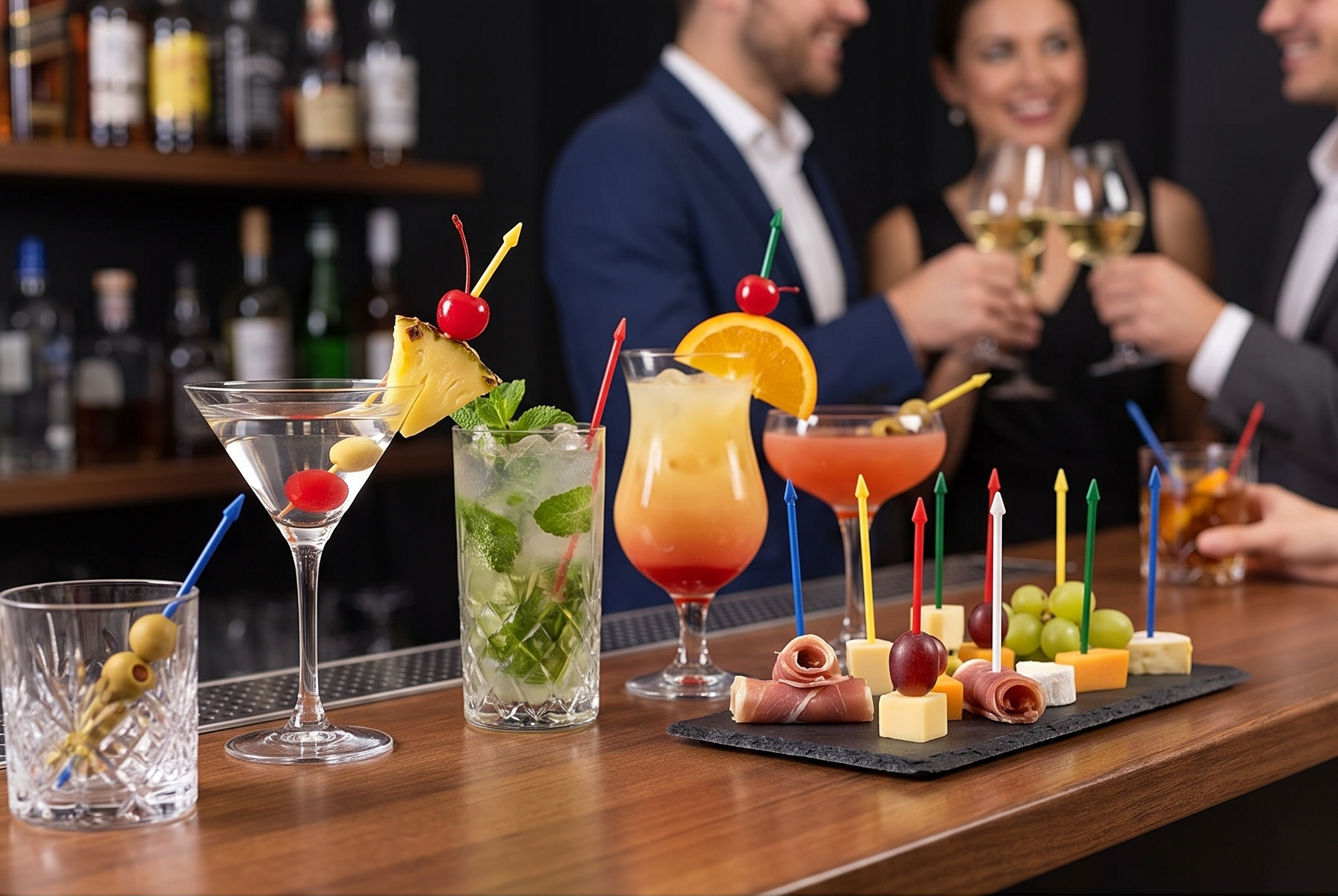 Pack of 200 Colorful Cocktail Spears, Plastic, Assorted Colors, 3.25" Long