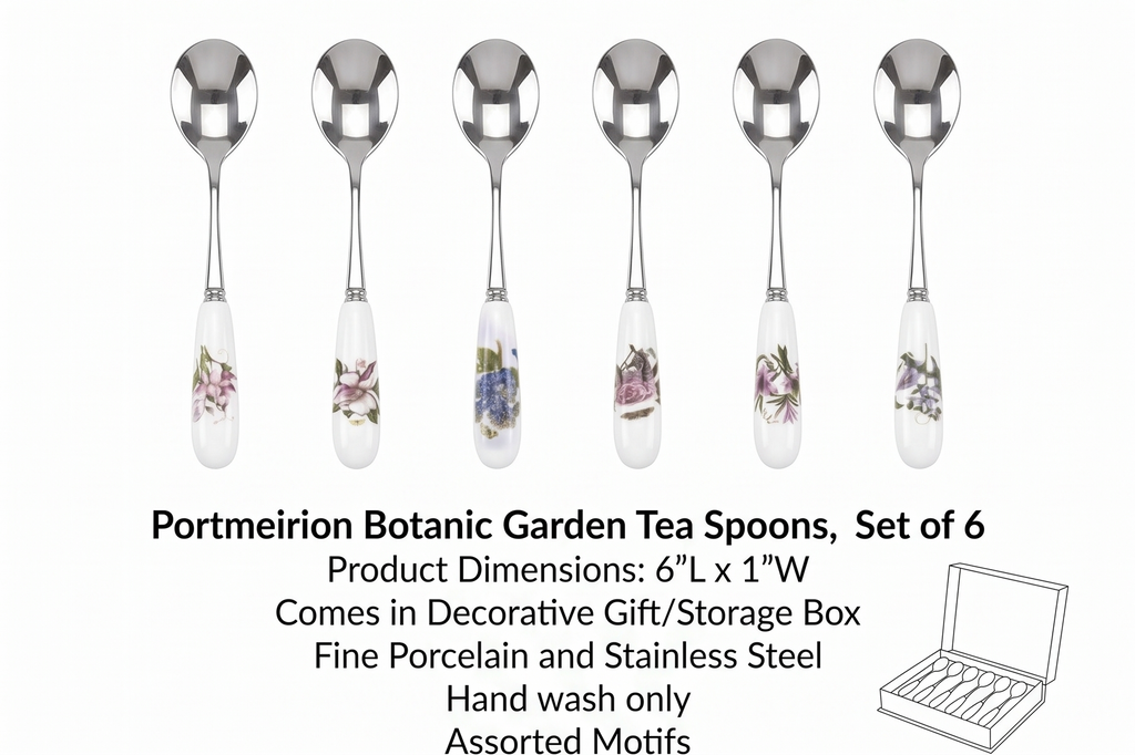 Portmeirion Botanic Garden Tea Spoons, Set of 6