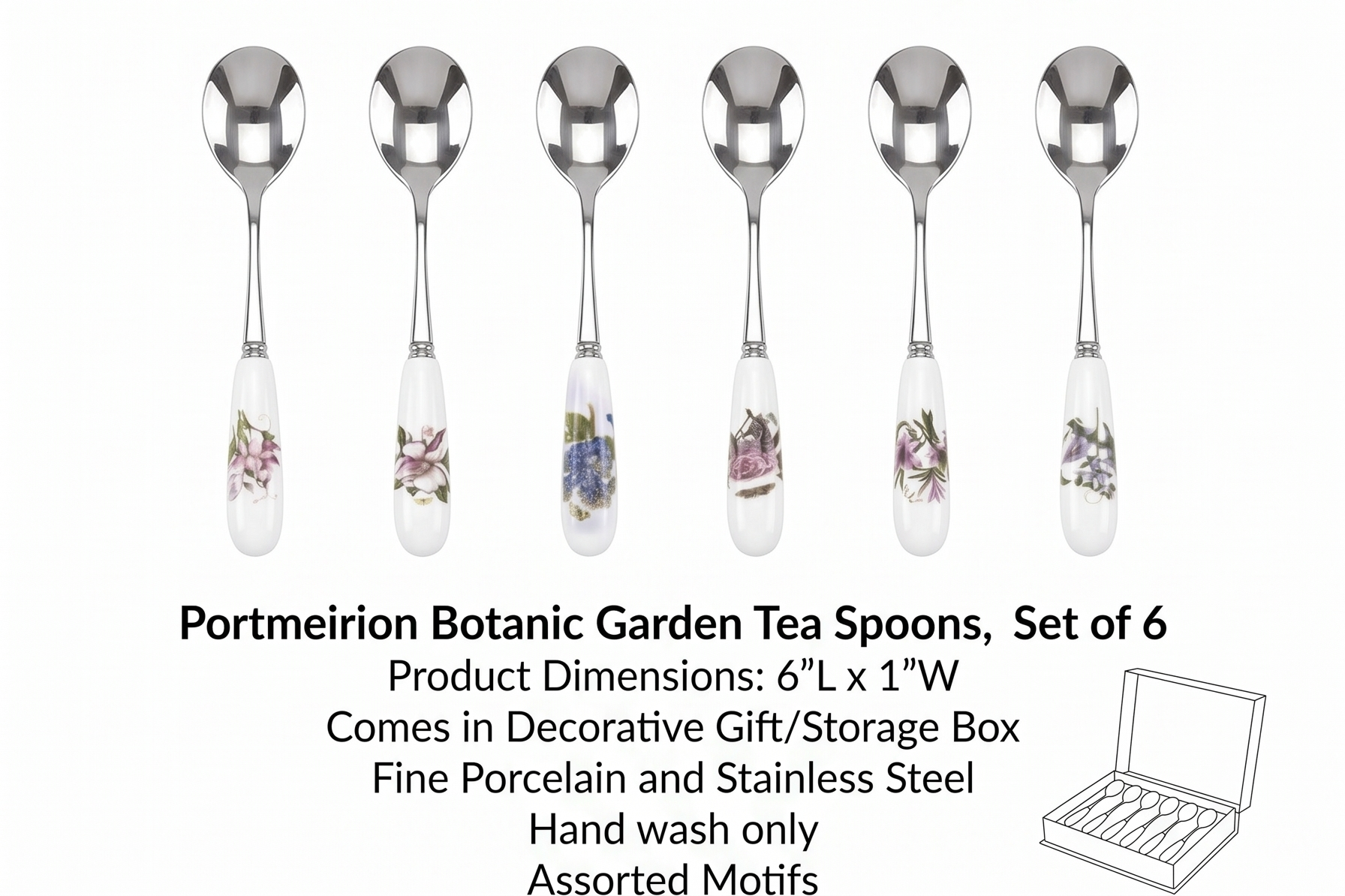 Portmeirion Botanic Garden Tea Spoons, Set of 6