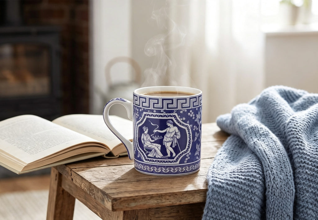 Spode Blue Italian Blue Room 16 oz Porcelain Mug, Dishwasher & Microwave Safe (GREEK)