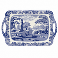 Pimpernel Spode Blue Italian Collection Large Handled Tray | Serving Tray for Lunch, Coffee, or Breakfast | Made of Melamine for Indoor and Outdoor use | Measures 18.9" x 11.6" | Dishwasher Safe