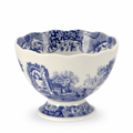 Portmeirion Blue Italian Footed Bowl | Made of Porcelain | Berries, Sweets, and Chocolate Bowl | Scalloped Edge | Measures 4.75-Inch | Dishwasher and Microwave Safe