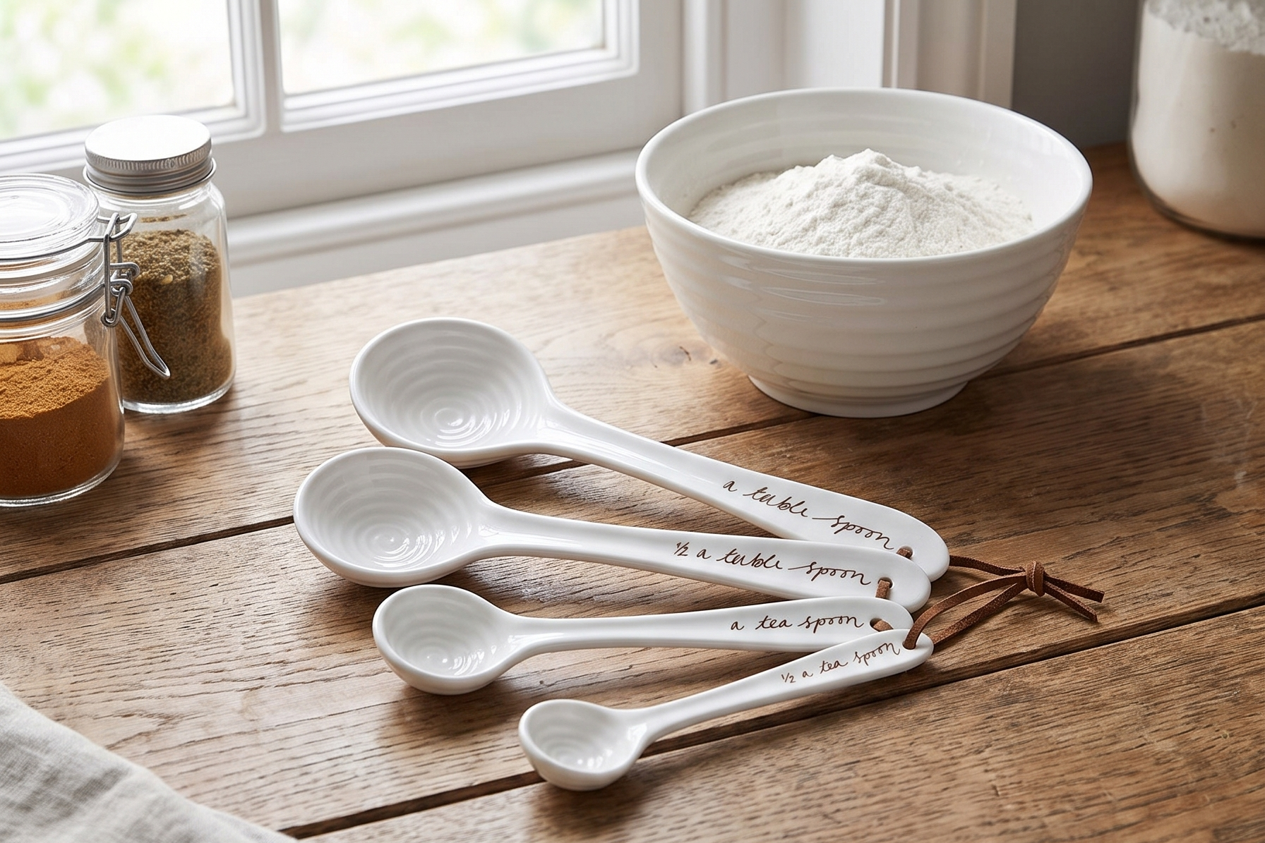 Portmeirion Sophie Conran Measuring Spoons, White, Set of 4