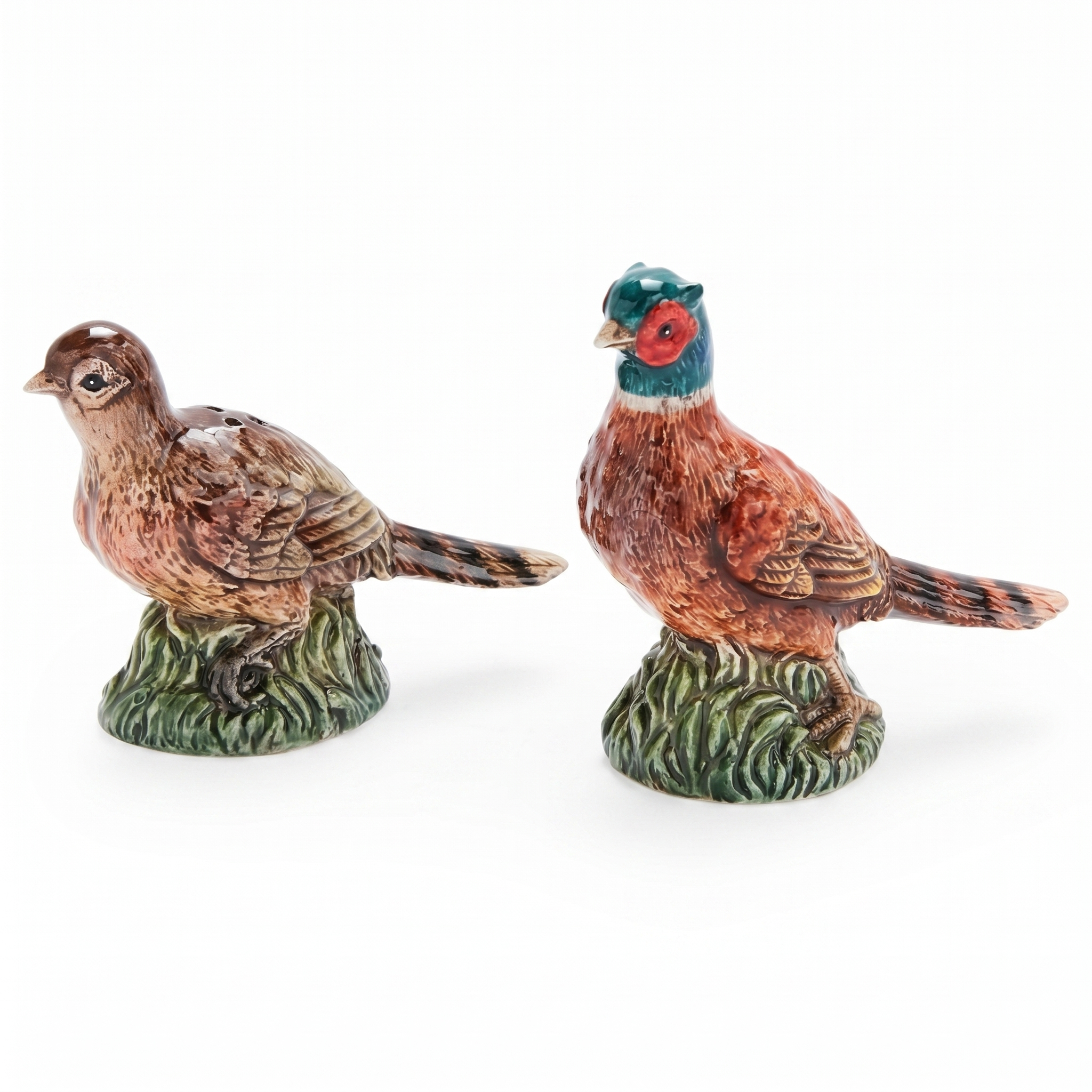 Spode 3.5" Pheasant-Shaped Salt and Pepper Shakers - Dolomite Ceramic Farmhouse Décor for Formal Dining, Decorative Salt & Pepper Set with Easy Refill Bottom Stoppers, Ideal for Thanksgiving Table