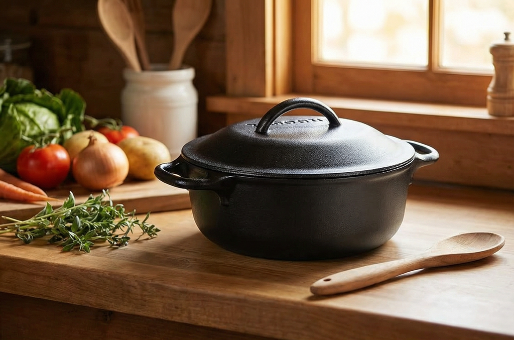 Lodge 8in Cast Iron Serving Pot Pre-Seasoned 2-Quart