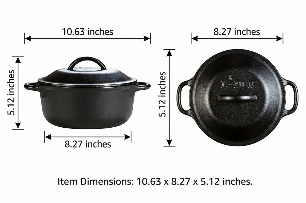 Lodge 8in Cast Iron Serving Pot Pre-Seasoned 2-Quart