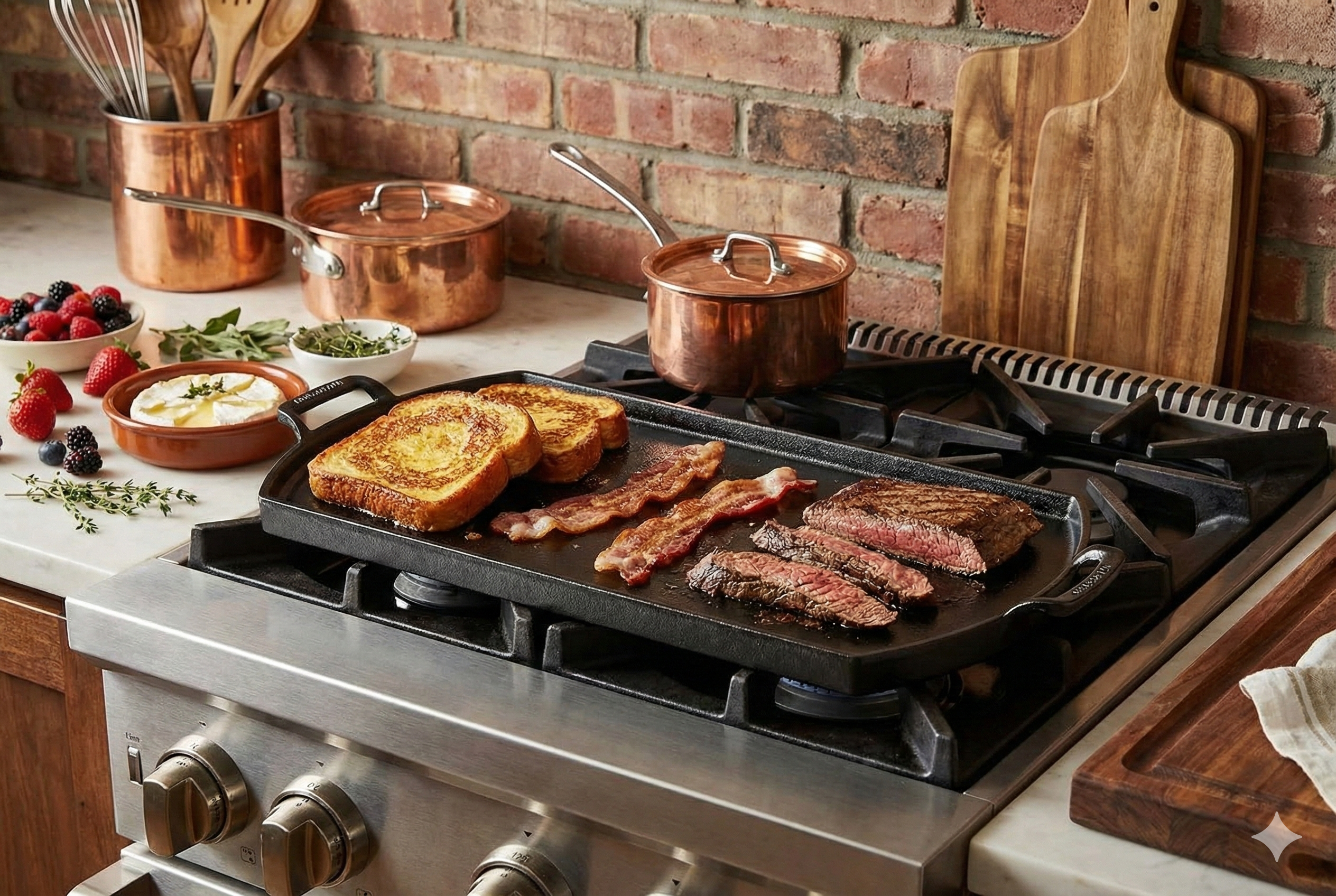 Lodge Blacklock 10" x 20" Cast Iron Double Burner Griddle - Triple Seasoned - For Indoor & Outdoor Cooking - Fits Over Two Burners - Easy Cleanup - Non-Toxic Material