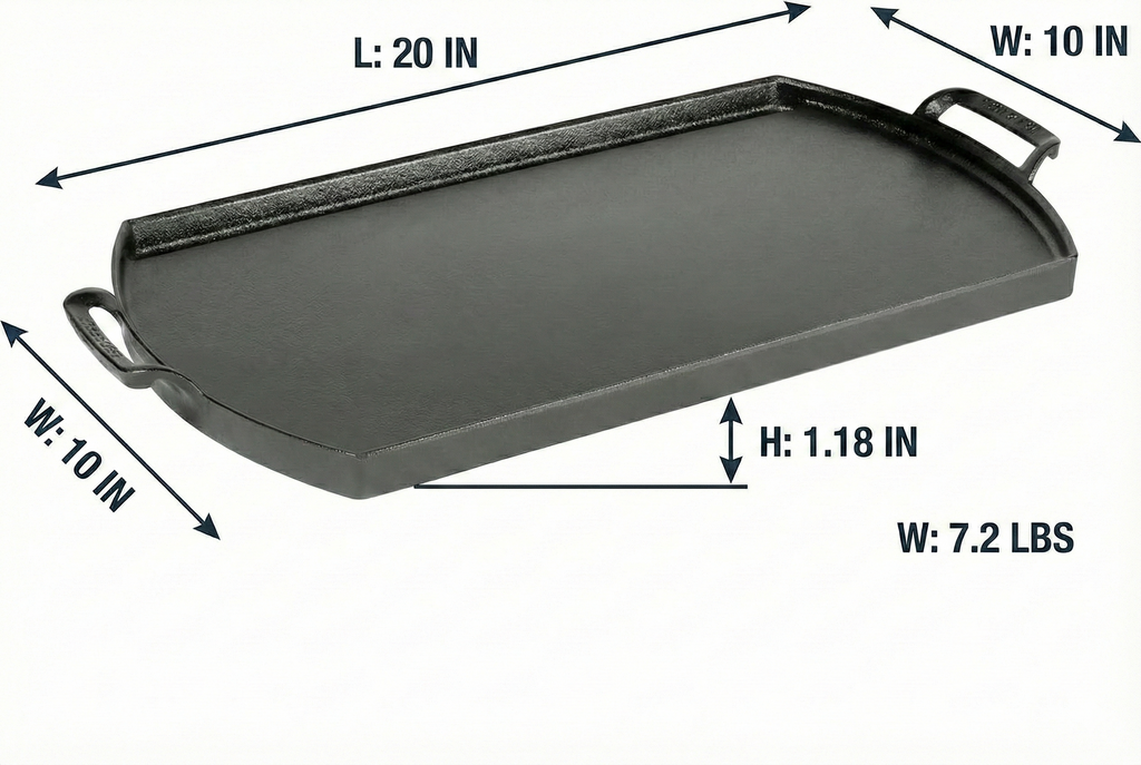 Lodge Blacklock 10" x 20" Cast Iron Double Burner Griddle - Triple Seasoned - For Indoor & Outdoor Cooking - Fits Over Two Burners - Easy Cleanup - Non-Toxic Material