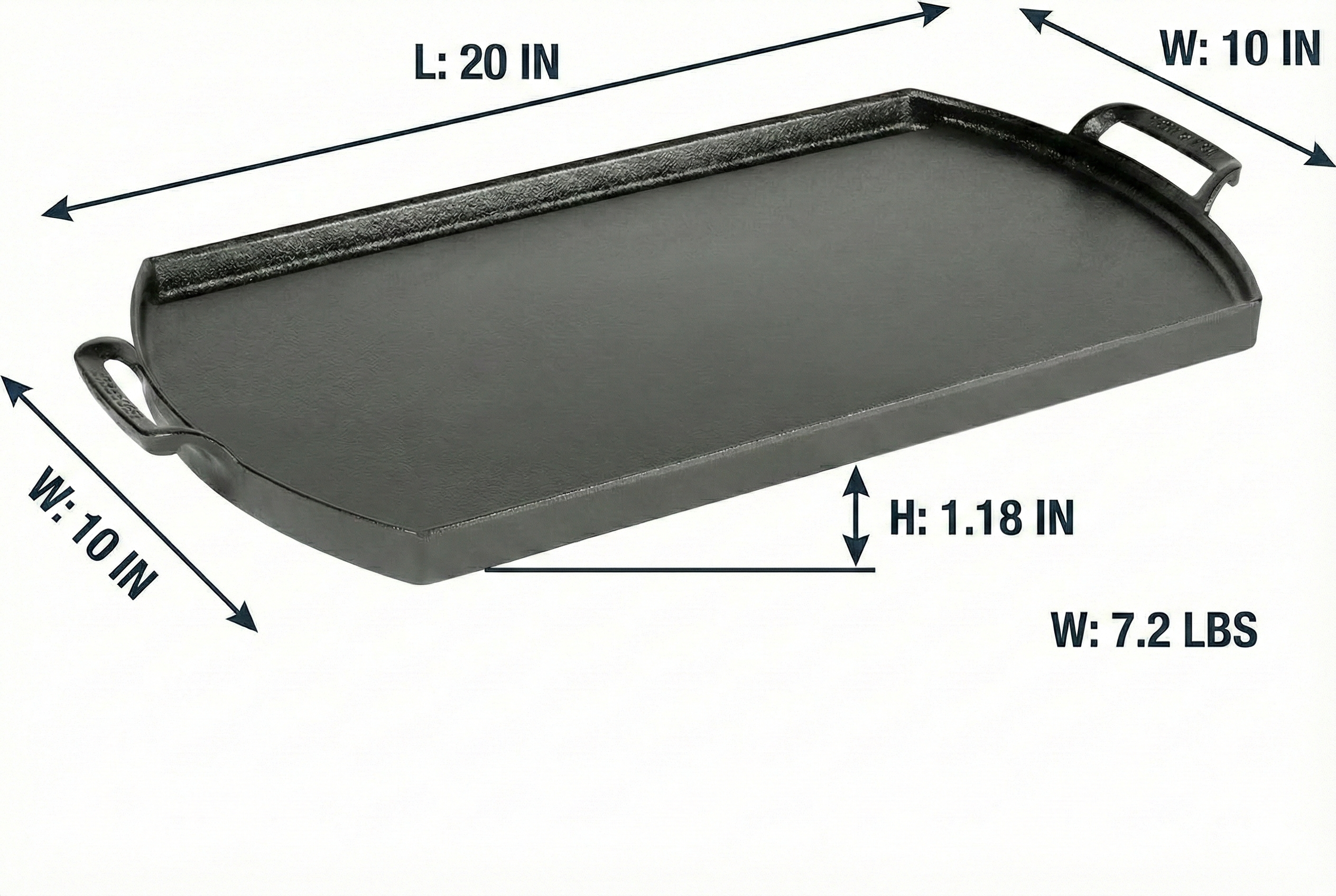 Lodge Blacklock 10" x 20" Cast Iron Double Burner Griddle - Triple Seasoned - For Indoor & Outdoor Cooking - Fits Over Two Burners - Easy Cleanup - Non-Toxic Material