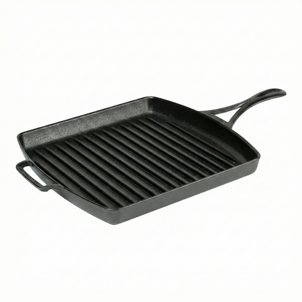 Lodge Blacklock 12 Inch Triple Seasoned Cast Iron Grill Pan - Lightweight Design - Natural, Non Stick Pans - Cast Iron Square Grill Pan - Lasts 100 Years