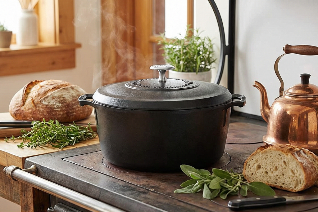 Lodge Blacklock 5.5 Qt Triple Seasoned Cast Iron Dutch Oven with Lid - Nonstick Finish - Premium Cookware