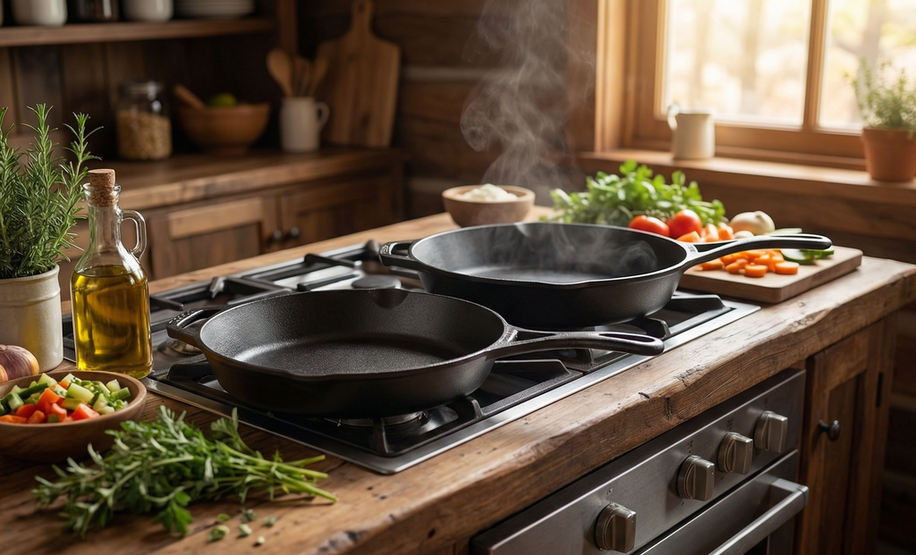 Lodge Blacklock Cast Iron Skillet Set, 10.25" & 12" - Triple Seasoned - Lightweight - Easy Cleanup - Premium Cookware