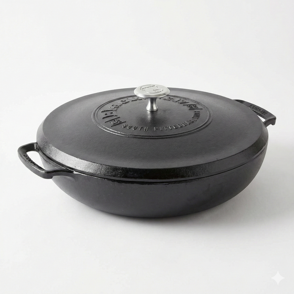 Lodge Blacklock 17 Triple Seasoned Cast Iron Braiser with Lid - Dutch Oven with Nonstick Finish - Lightweight Cast Iron Braiser - Dutch Oven Cookware - Cooking Pot with High-Heat Aluminum Knob