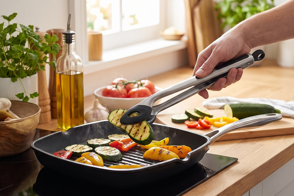Zyliss Silicone-Tipped Tongs - Perfect for Healthy Cooking - Heat-Resistant Tongs with Ergonomic Grip - Locking Design for Kitchen Drawer Organization - Dishwasher Safe, Red