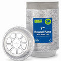 Nicole Home Collection Aluminum Pans 7” Round Disposable Foil Pans With Lids (50 Pack) – 7 Inch Round Disposable Takeout Pans With Board Lids (7" Inch Round)