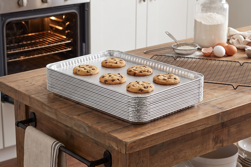 Aluminum Pans Half Size Textured Cookie Sheet 15 Count Durable Nonstick Baking Sheets 15.87" x 11" - Sheet Pan, Baking Tray, Cookie Sheets, Foil pans, Foil trays, Sheet Baking Pans