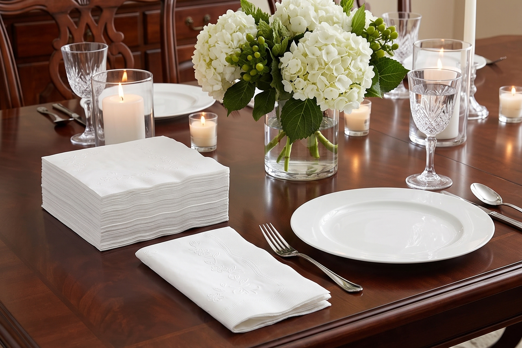 Lillian Tablesettings Premium White Napkins, Large Dinner Napkin, 3 Ply Paper White, 75 count
