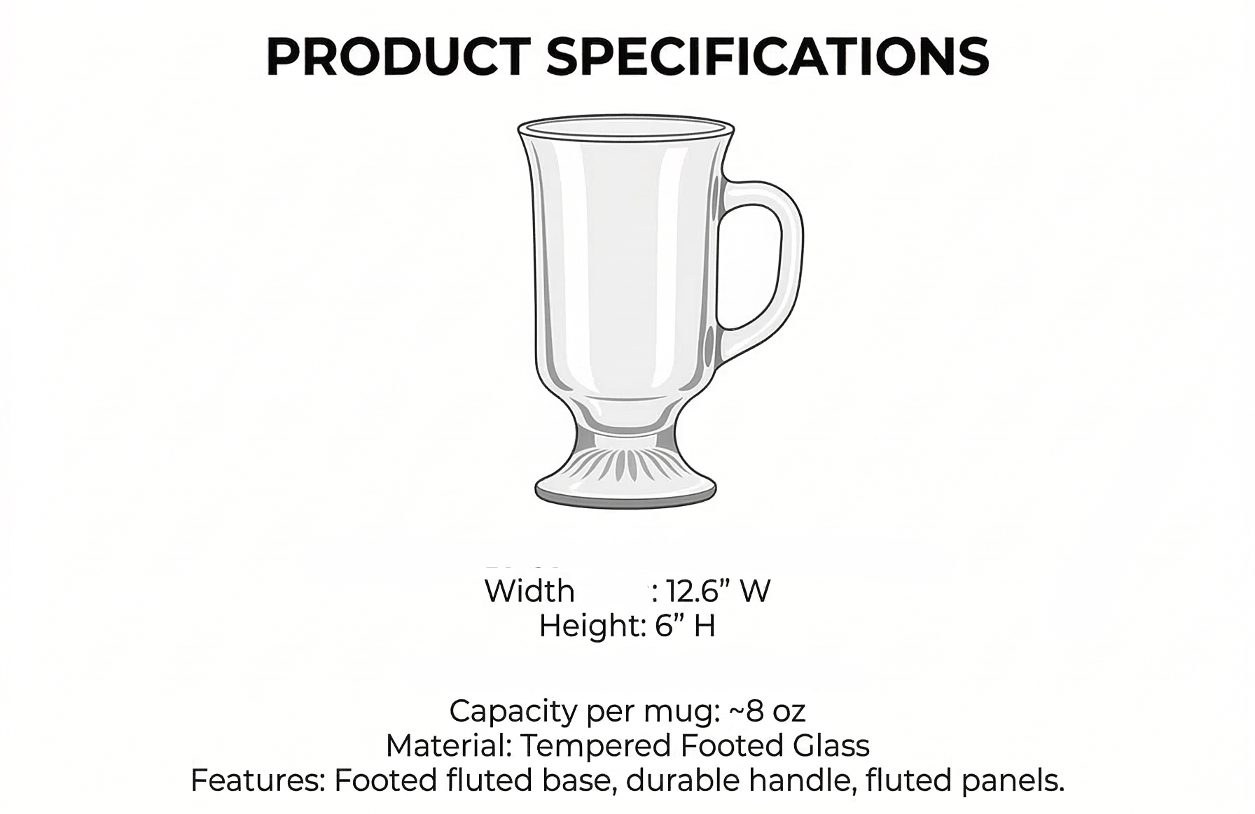 Anchor Hocking 69738 Irish Coffee Mug, 8 oz., Clear