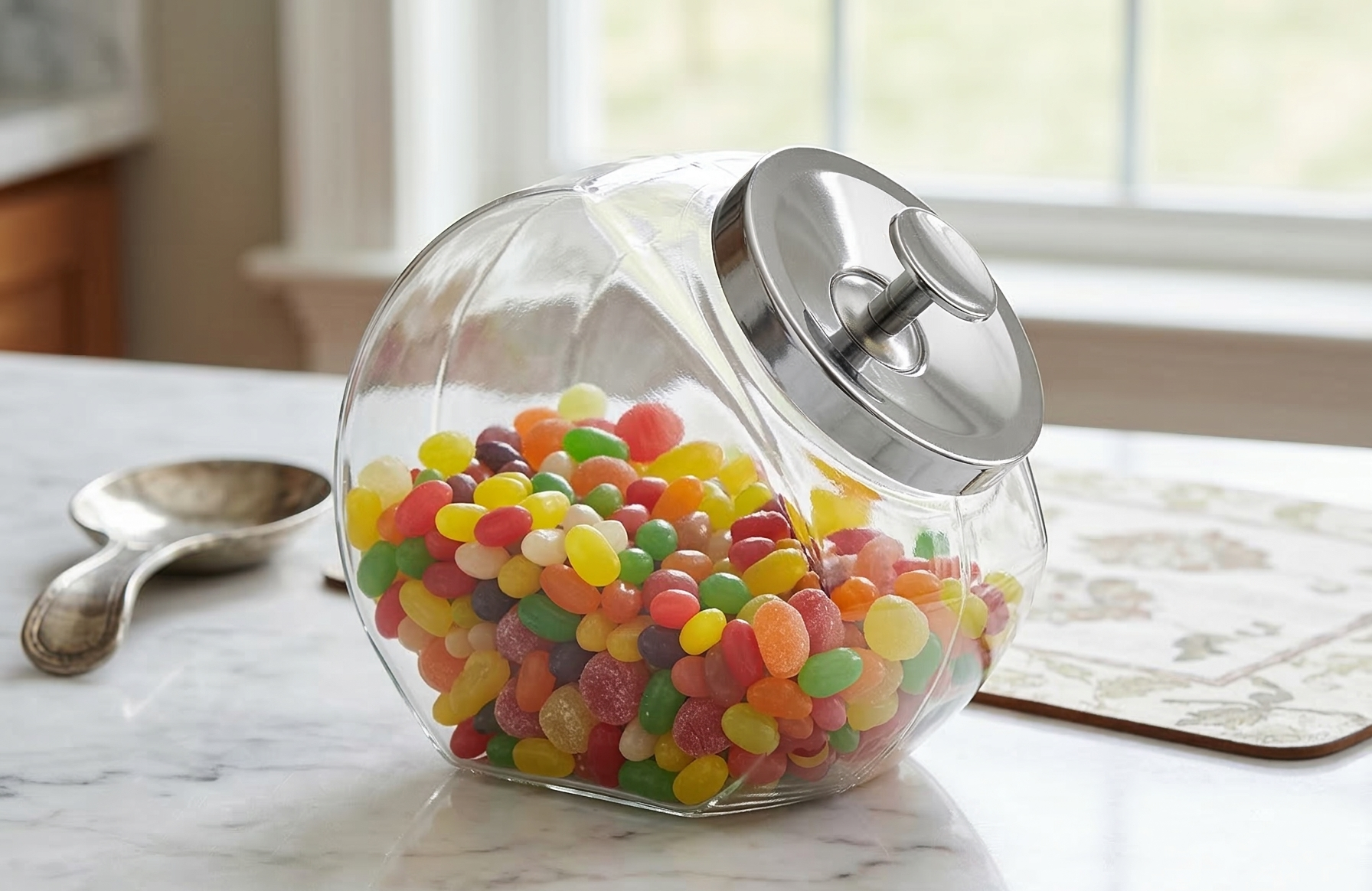 Anchor Hocking 69857R Penny Candy Storage Jar with Chrome Cover, 1/2 gallon, 6-2/5" Height, (Case of 4)
