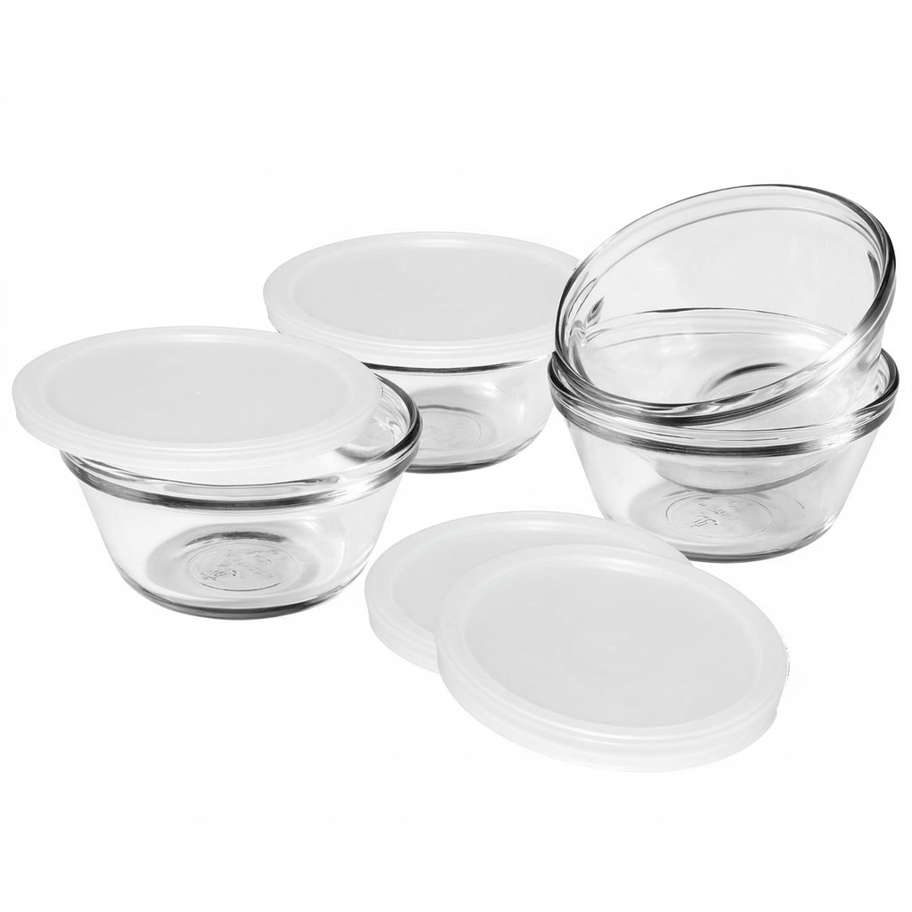 Anchor Hocking 6-Ounce Custard Cups with Lids, Set of 4