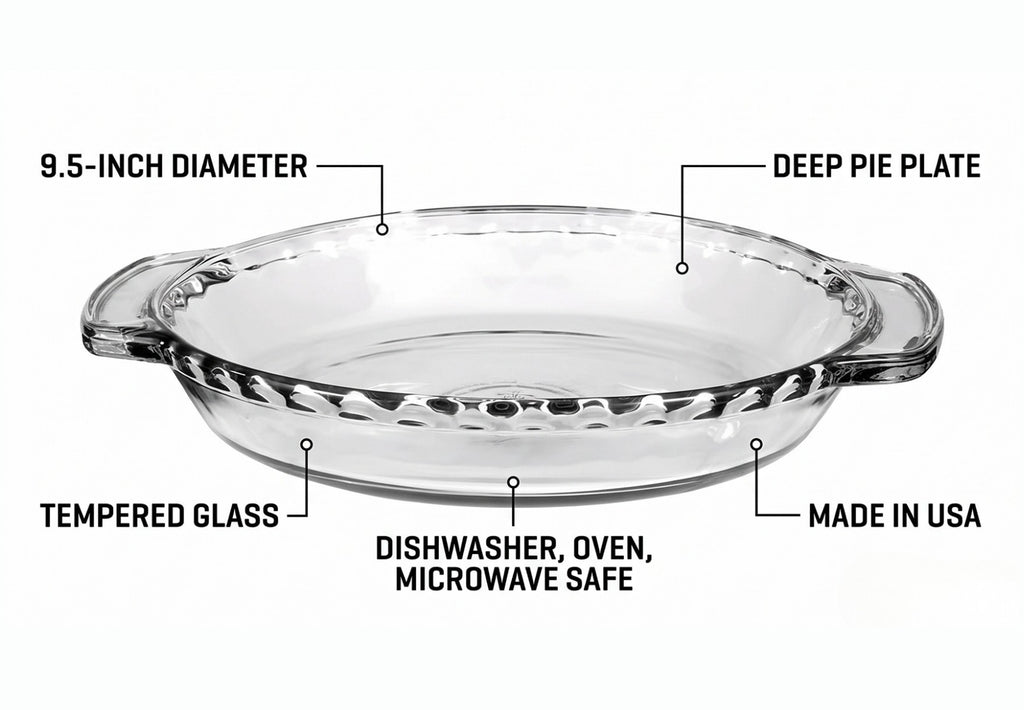 Anchor Hocking Oven Basics 9.5-Inch Deep Pie Plate, Clear, 1 Piece