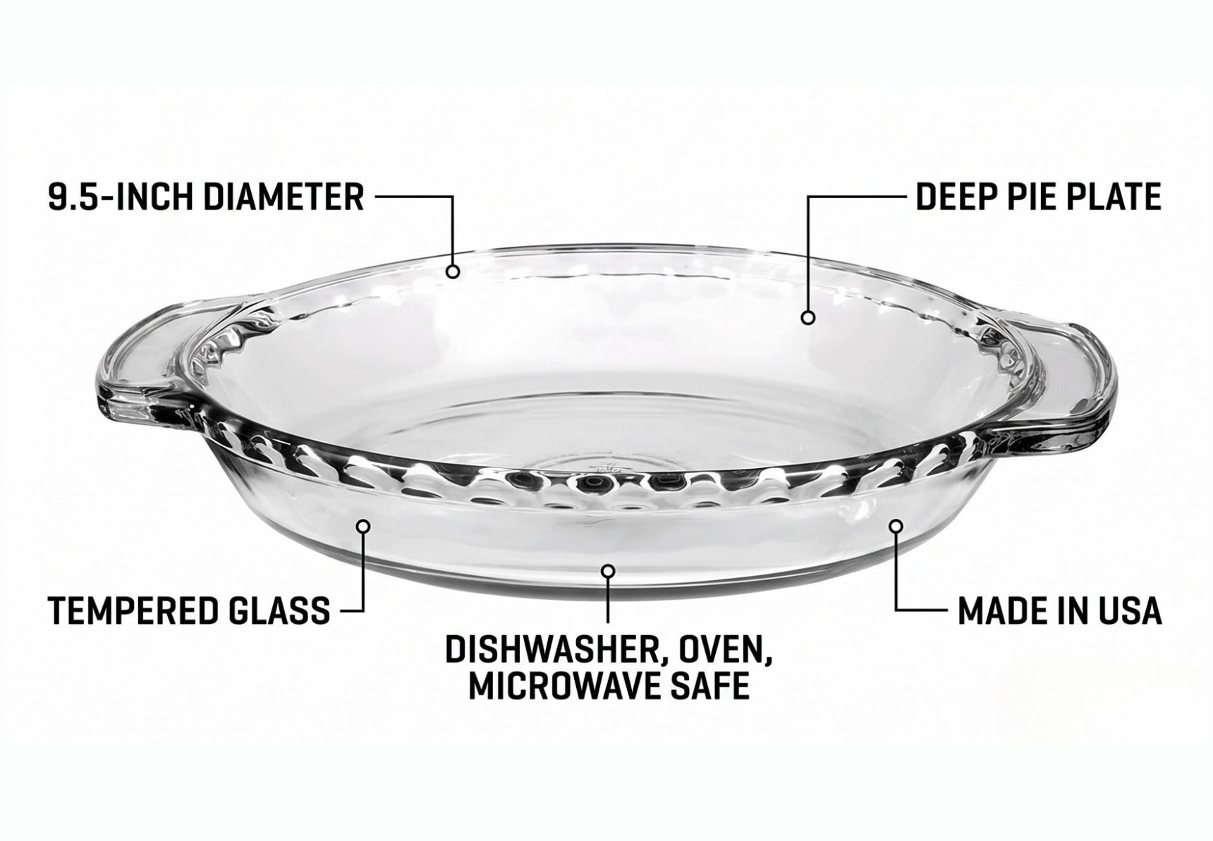 Anchor Hocking Oven Basics 9.5-Inch Deep Pie Plate, Clear, 1 Piece
