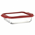 Anchor Hocking Glass Baking Dishes for Oven, 8 Inch Square Glass Cake Pan with TrueFit Cherry Lid