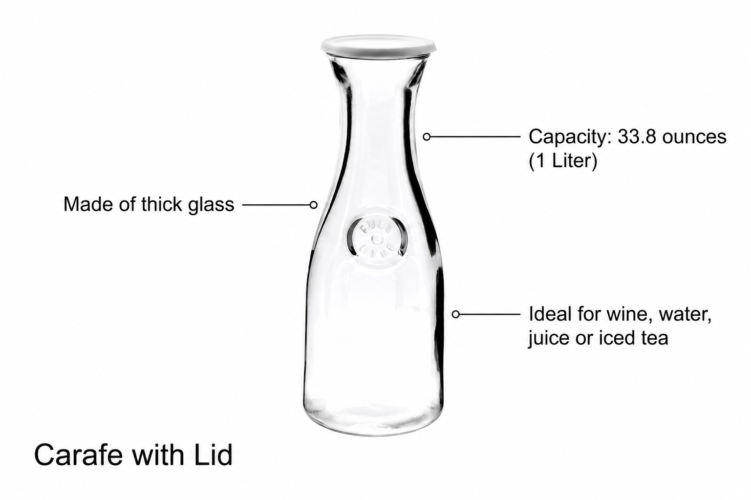 Anchor Hocking 492001100863 carafe with lid, 1 LT, Clear