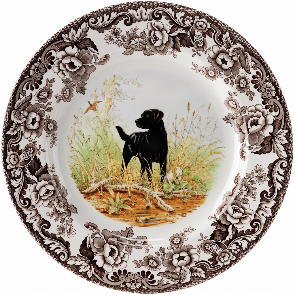 Spode Woodland Hunting Dogs Black Labrador Salad Plate