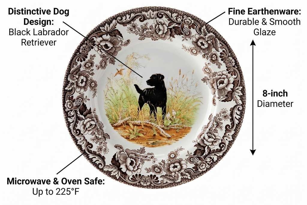 Spode Woodland Hunting Dogs Black Labrador Salad Plate