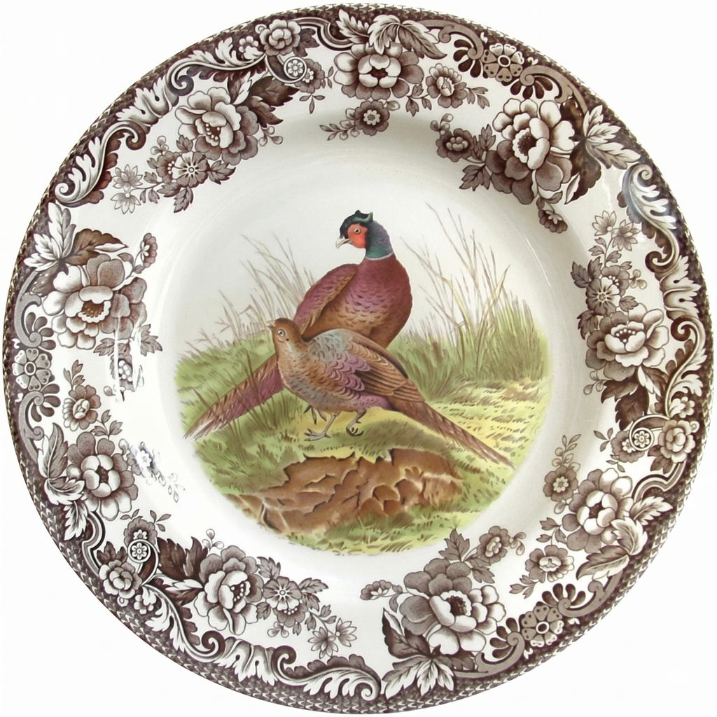 Spode Woodland Pheasant Dinner Plate - 10.5" British Game Bird Design with Traditional Floral Border, Fine Earthenware Tableware - Dishwasher, Microwave & Warm Oven Safe - Made in England