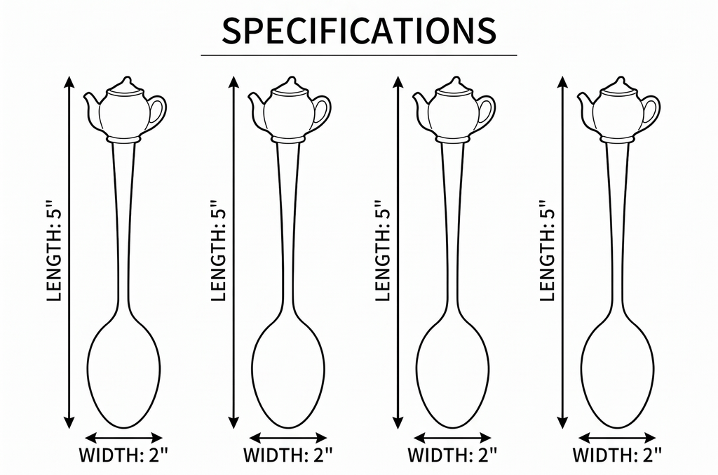 Fino Demi Spoon, Gold-Plated Stainless Steel, Teapot Design, For Everyday Coffee, Desserts, Entertaining, and Holiday Dining, Set Of 4