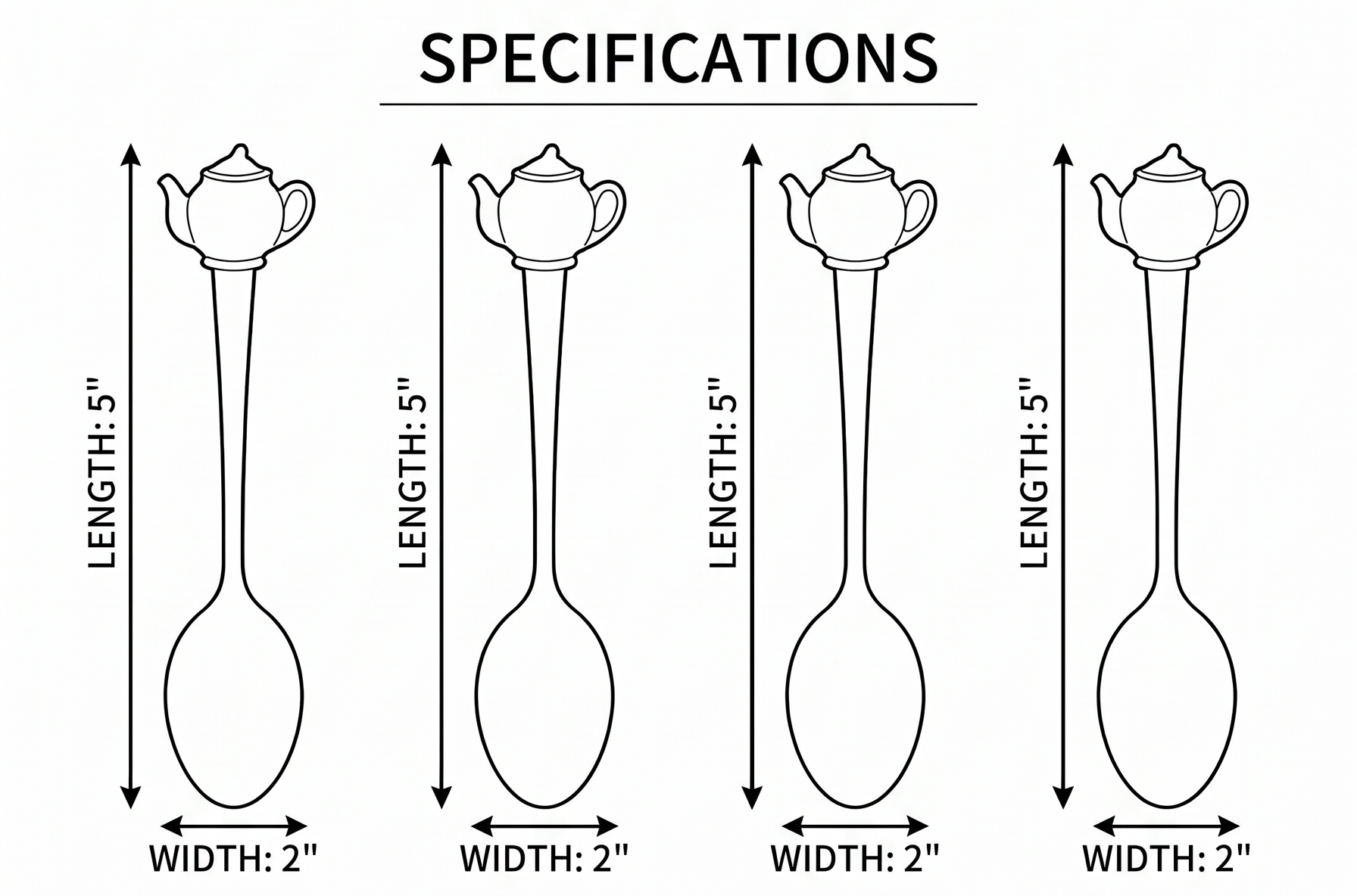Fino Demi Spoon, Gold-Plated Stainless Steel, Teapot Design, For Everyday Coffee, Desserts, Entertaining, and Holiday Dining, Set Of 4