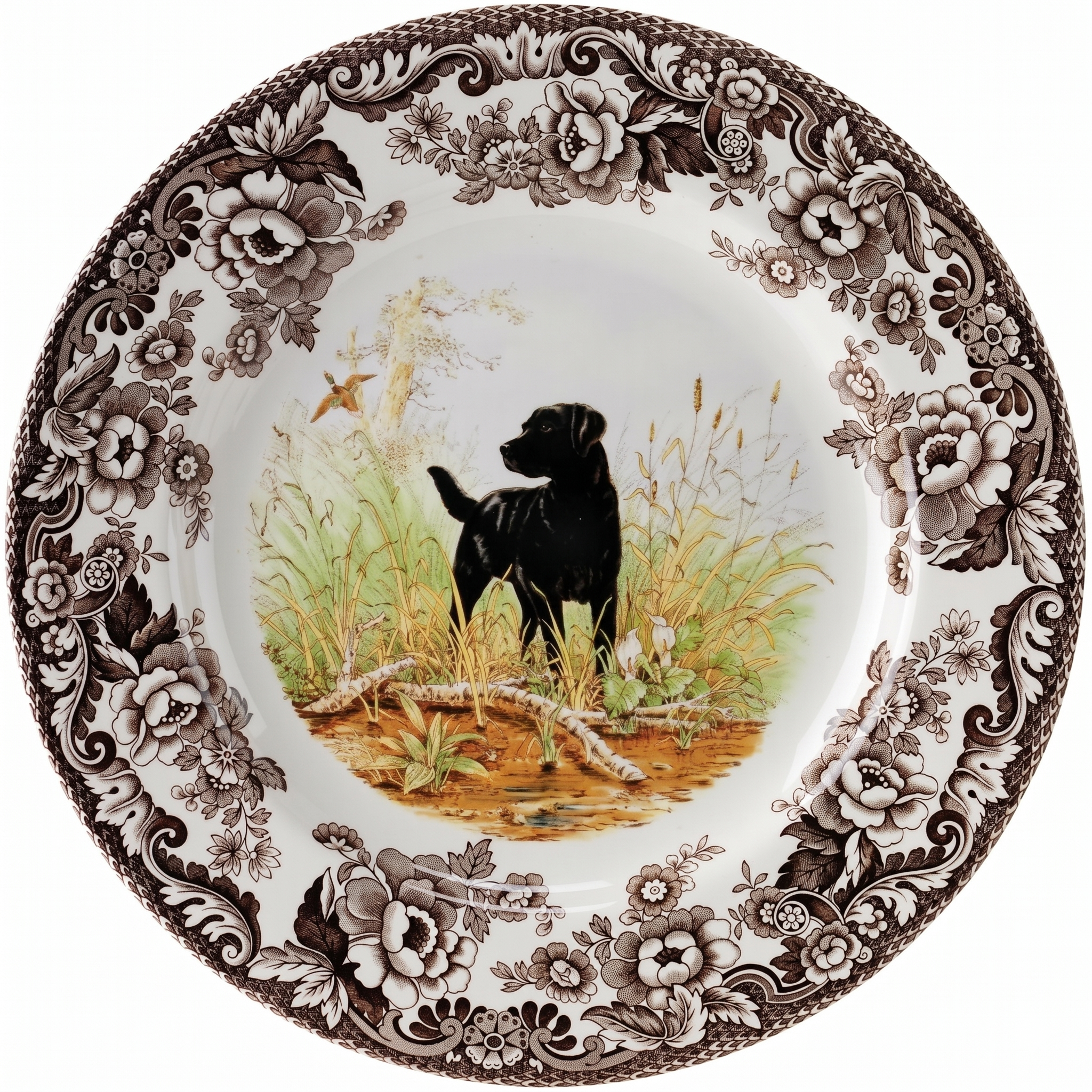 Spode Woodland Hunting Dogs Black Labrador Dinner Plate