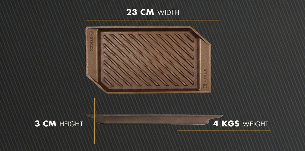 FINEX 15" Cast Iron Lean Grill Pan, Modern Heirloom, Handcrafted in the USA, Pre-seasoned with Organic Flaxseed Oil