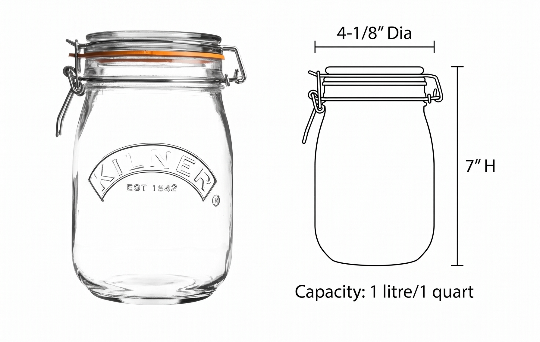 Kilner Round Swing Top Glass Jar | 1L
