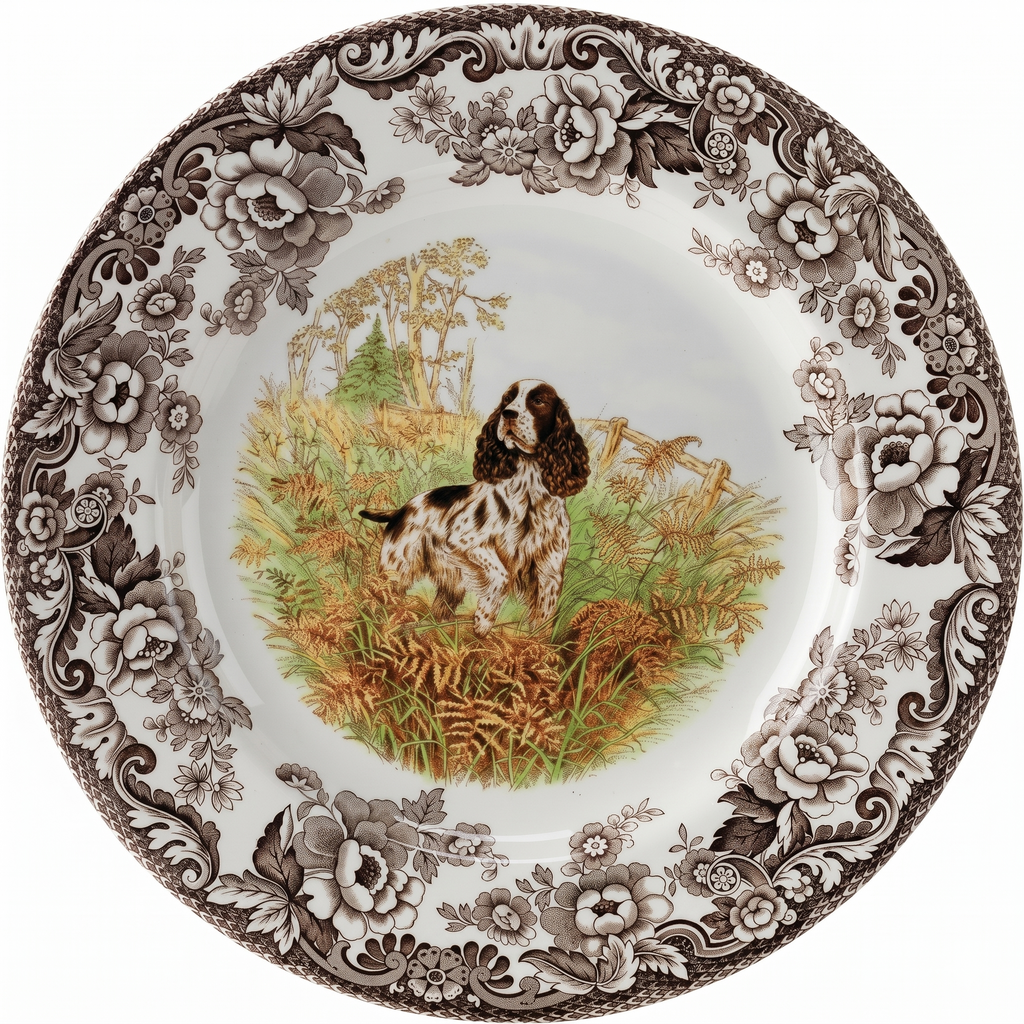 Spode Woodland Hunting Dogs English Springer Spaniel Dinner Plate