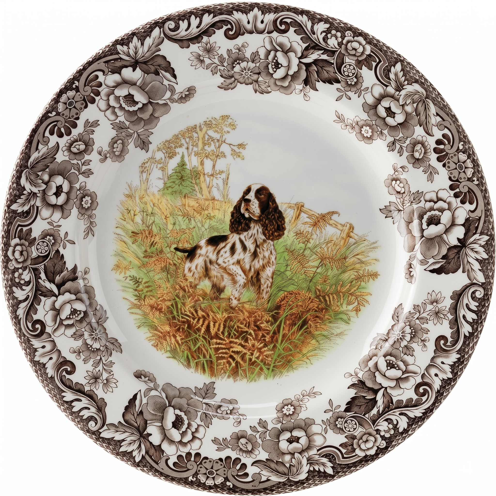 Spode Woodland Hunting Dogs English Springer Spaniel Dinner Plate