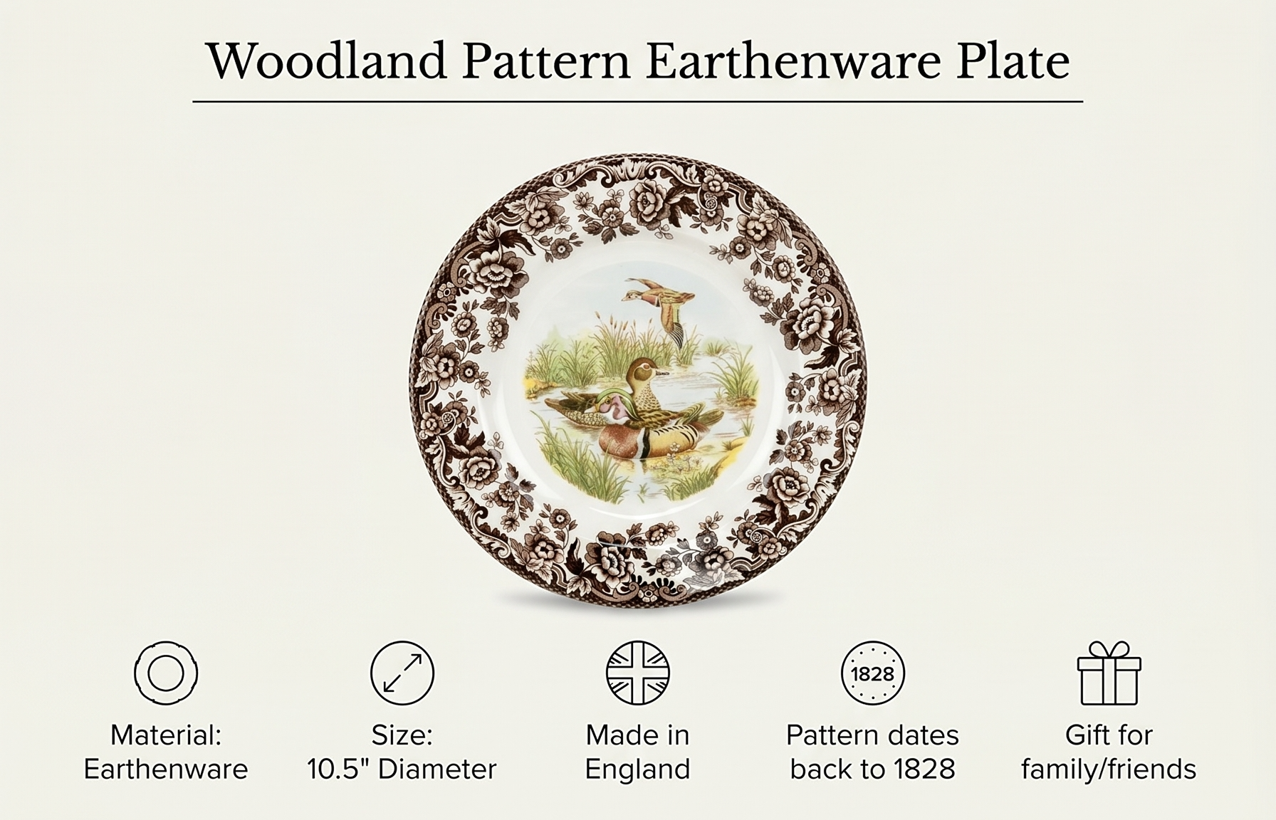 Spode Woodland Wood Duck Dinner Plate