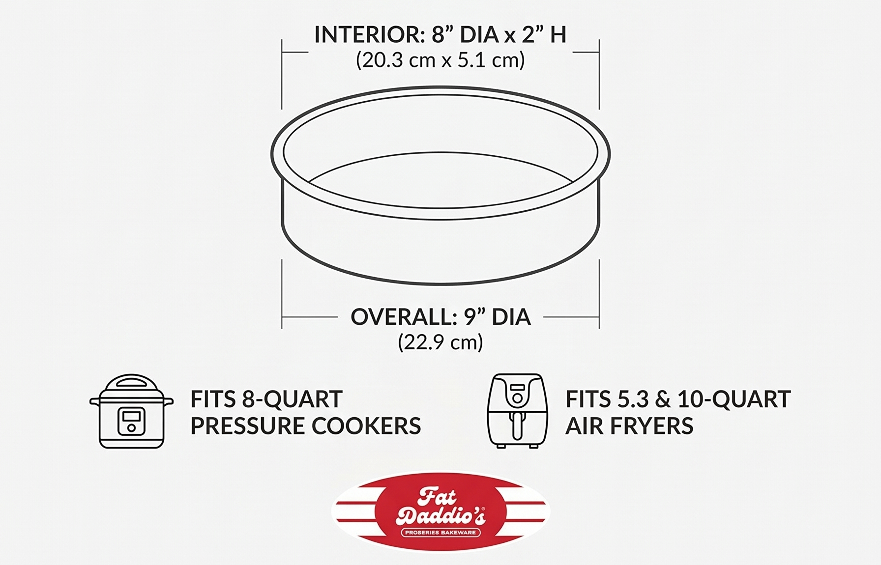 Fat Daddio's Anodized Aluminum Round Cake Pan, 8 x 2 Inch