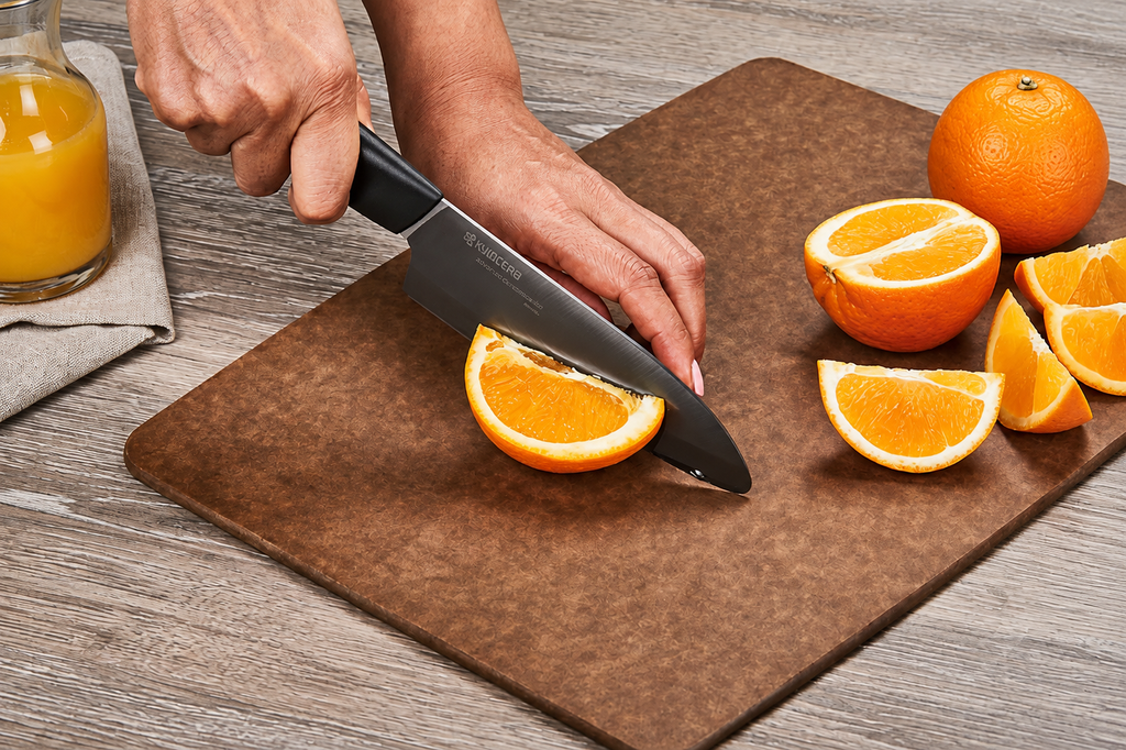 Kyocera Advanced Ceramic Revolution Series 5-1/2-inch Santoku Knife, Black Blade