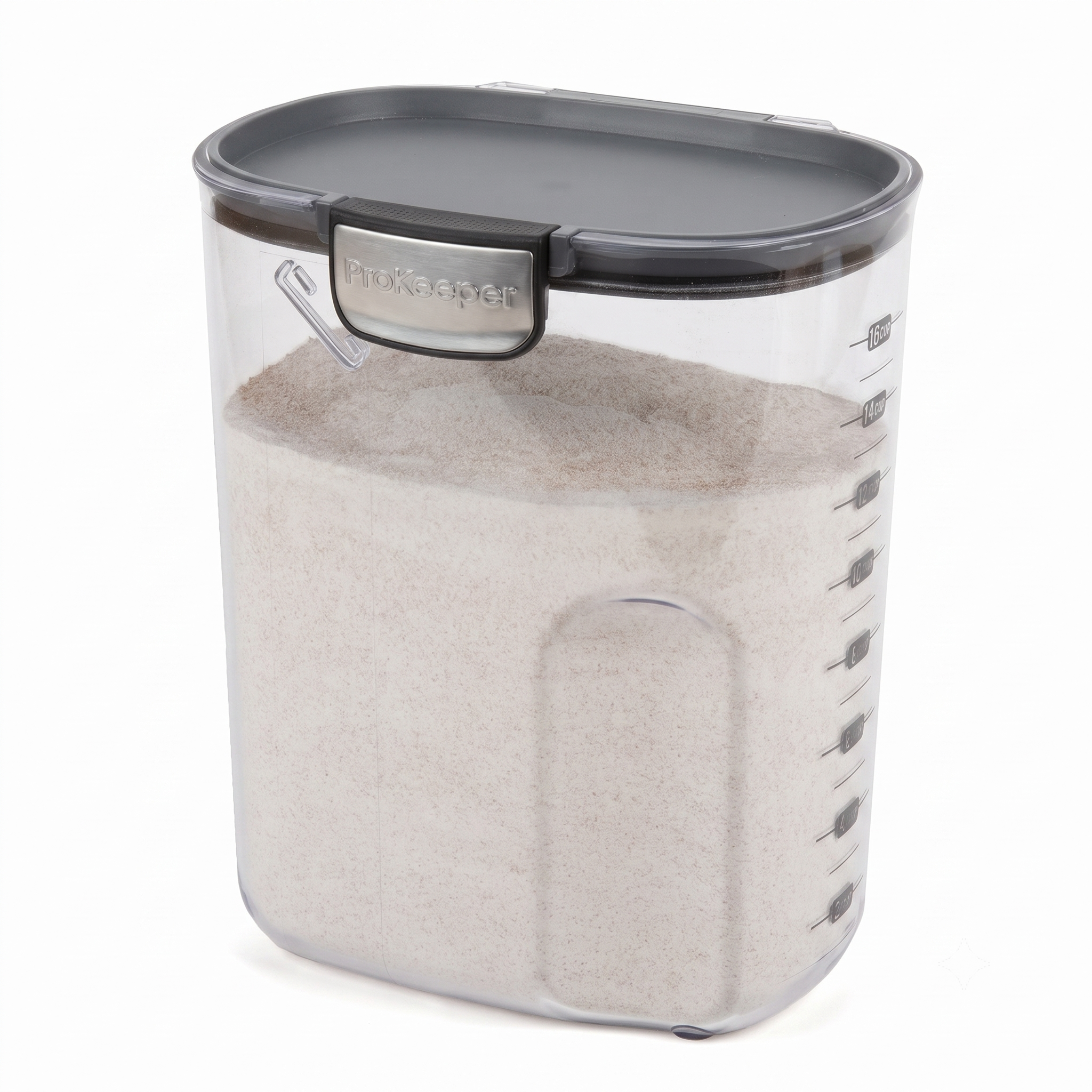 ProKeeper+ by Progressive International Clear Plastic Airtight Food Baker's Kitchen Storage Organization Container Canister Set with Magnetic Accessories (Flour 4-Quart)