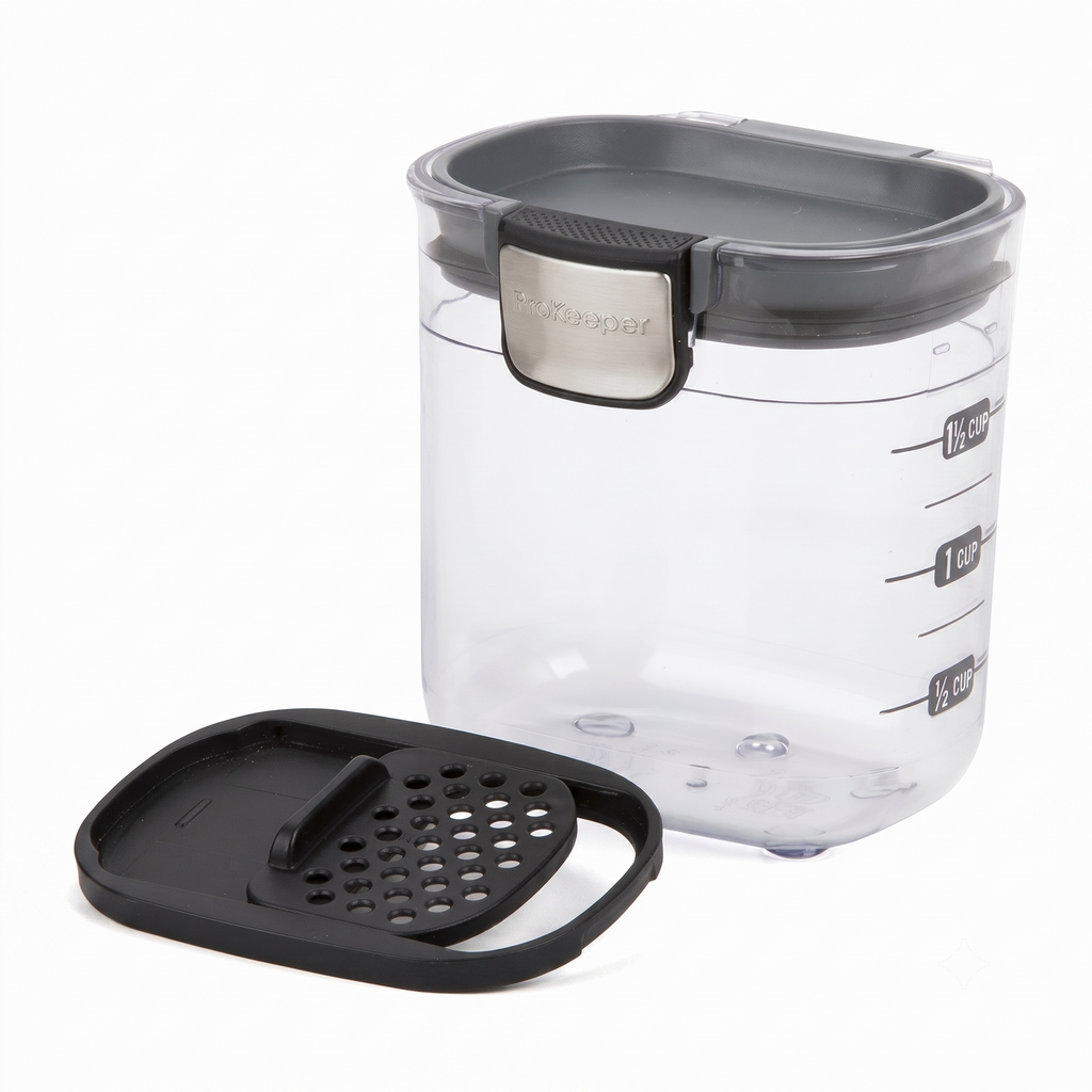 ProKeeper+ by Progressive International Clear Plastic Airtight Food Baker's Kitchen Storage Organization Container Canister Set with Magnetic Accessories (Mini 1.5-Cup)