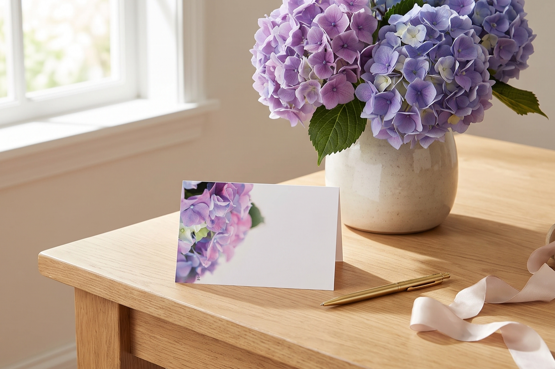 Hydrangea Spring Floral Enclosure Cards, Pack of 50
